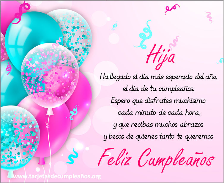 ▷ Tarjetas de Cumpleaños para una Hija Imágenes con frases ? ?